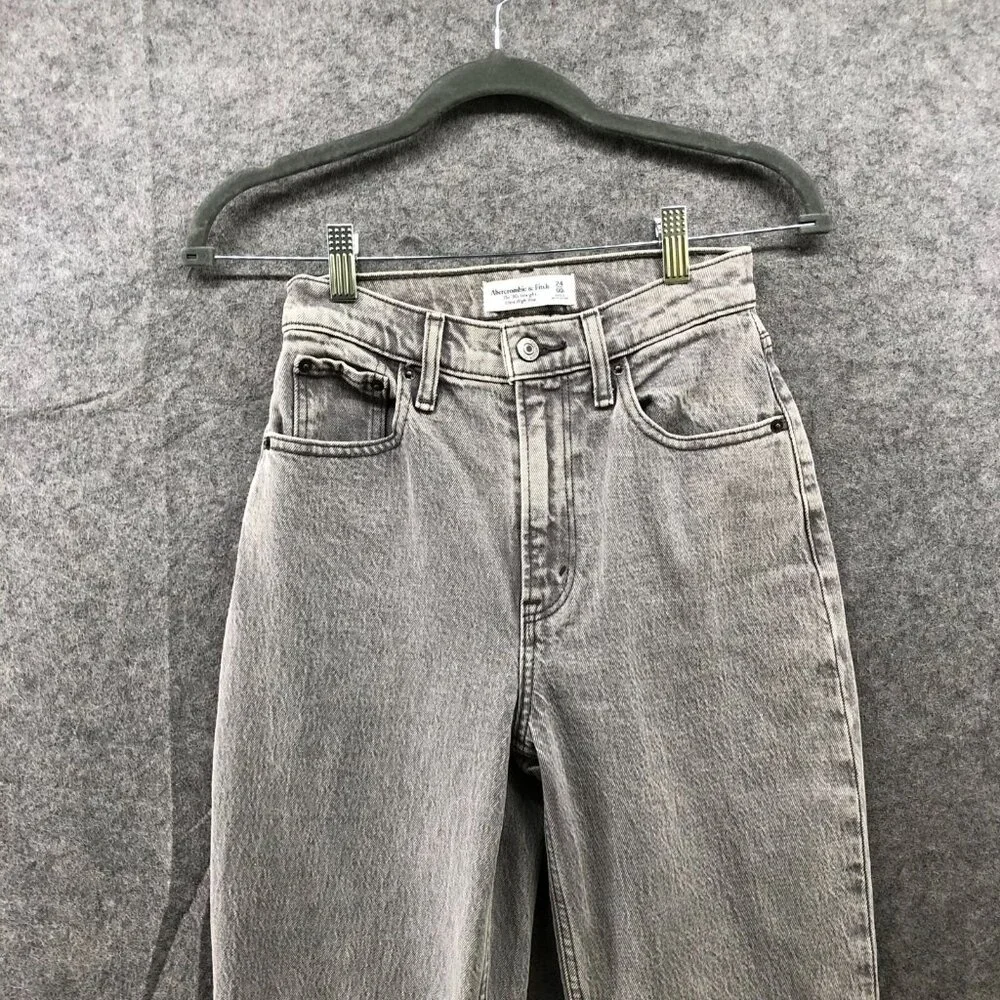 Abercrombie & Fitch 90s Ultra High Rise Curve Love Jeans Women 24/00S Gray Denim - Picture 9 of 10